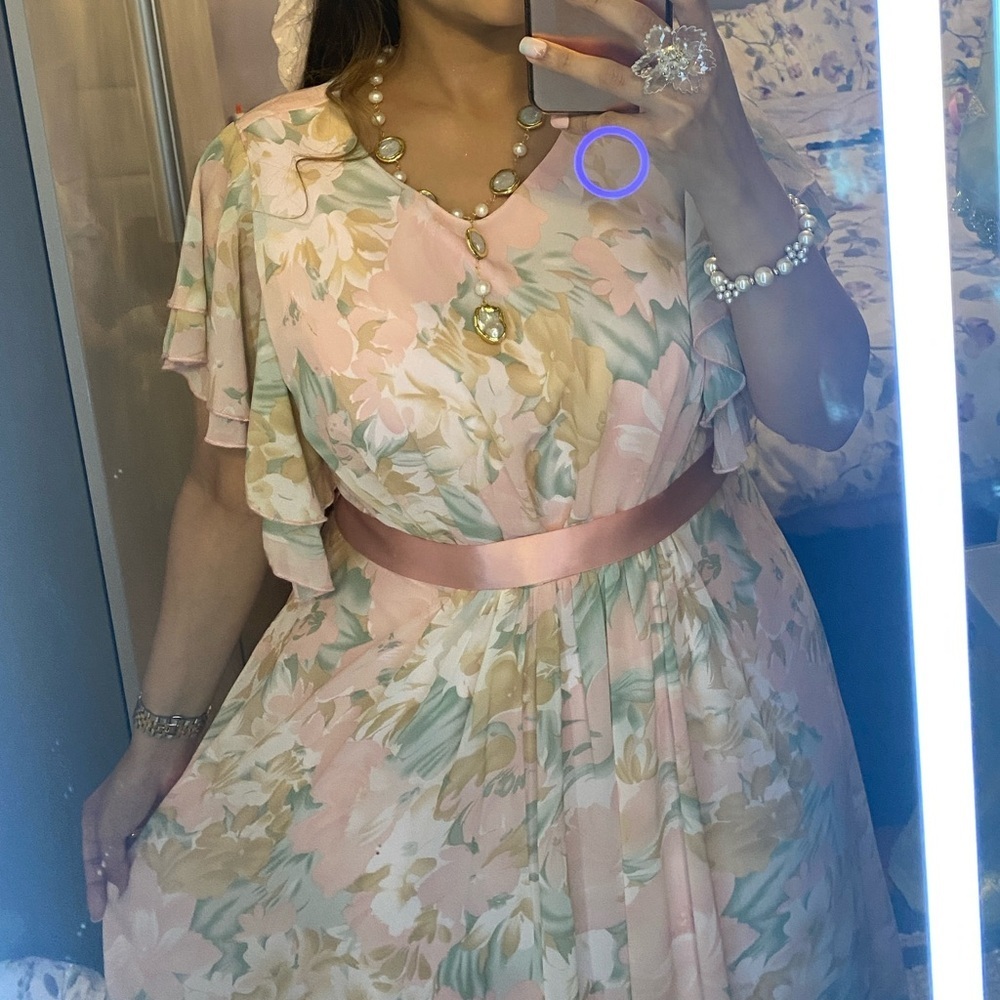 SHEIN Pastel Floral Maxi Dress in Pink, Mint & Cream size Xl - Picture 4 of 8